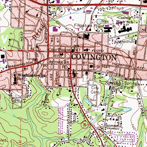 Topographic Map of First United Methodist Church, GA