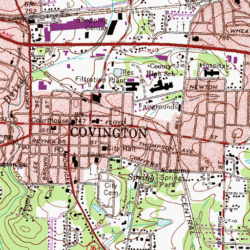 Topographic Map of Floyd Street Historic District, GA