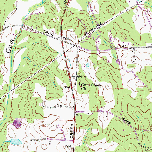 Topographic Map of Gum Creek Presbyterian Cemetery, GA
