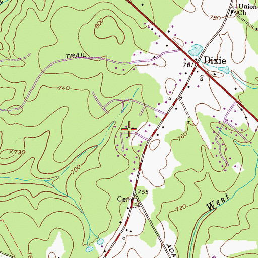 Topographic Map of Hidden Forest, GA