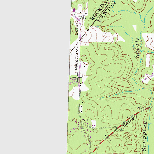 Topographic Map of Hidden Shoals, GA