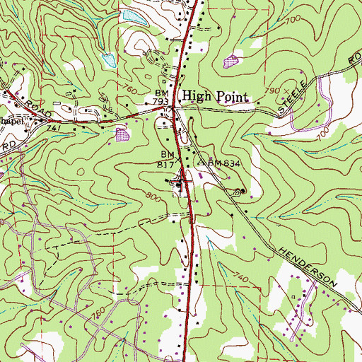 Topographic Map of High Point Baptist Church, GA