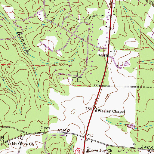Topographic Map of Lassiter, GA