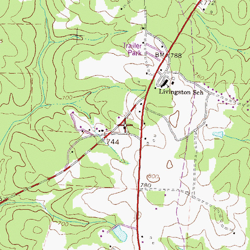 Topographic Map of Livingston Chapel Christian Methodist Episcopal Church, GA