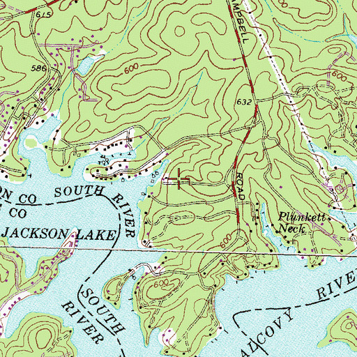 Topographic Map of Long Acres, GA