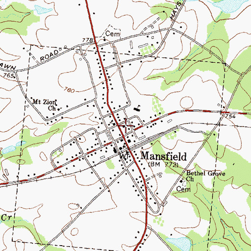 Topographic Map of Mansfield Baptist Church, GA