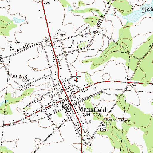 Topographic Map of Mansfield Elementary School, GA