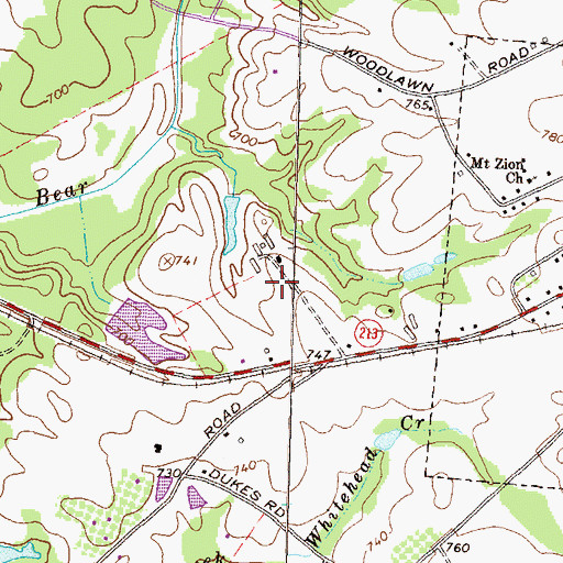 Topographic Map of Mansfield Estates, GA