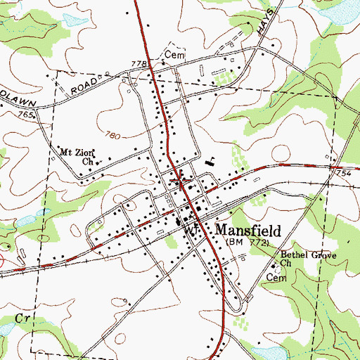 Topographic Map of Mansfield United Methodist Church, GA