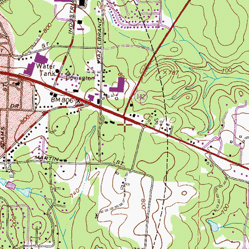 Topographic Map of Martins Crossing Shopping Center, GA