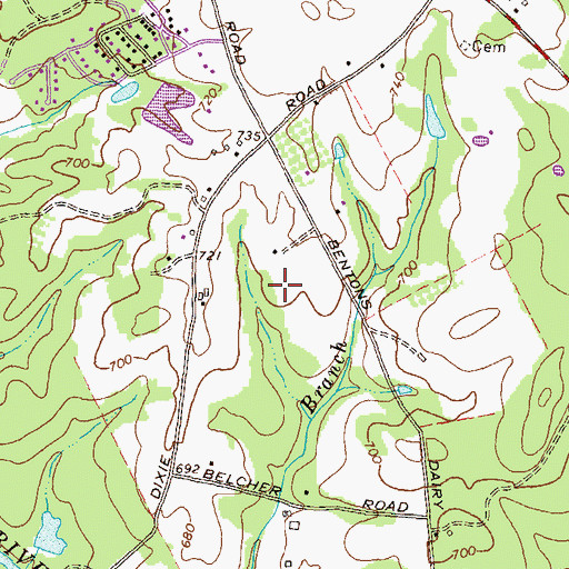 Topographic Map of Meadowood Subdivision, GA
