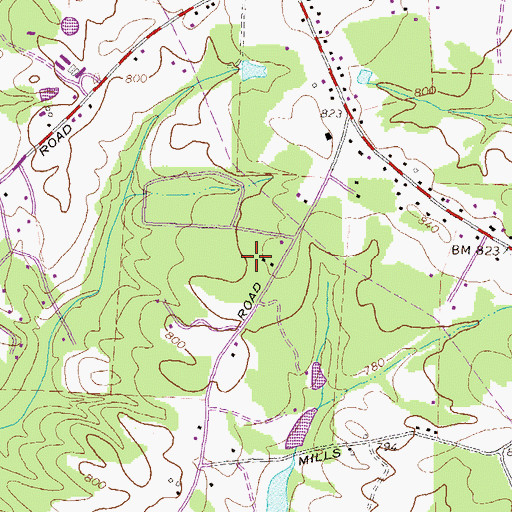 Topographic Map of Millers Glen, GA