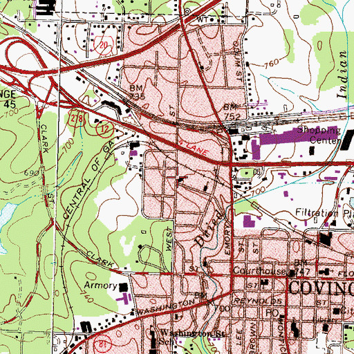 Topographic Map of Moses Methodist Church, GA