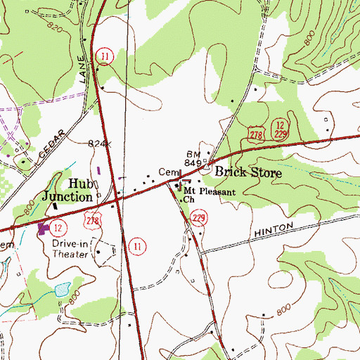 Topographic Map of Mount Pleasant Cemetery, GA