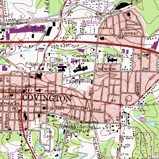 Topographic Map of Newton County Fairgrounds, GA