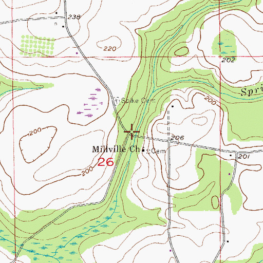 Topographic Map of Millville (historical), AL
