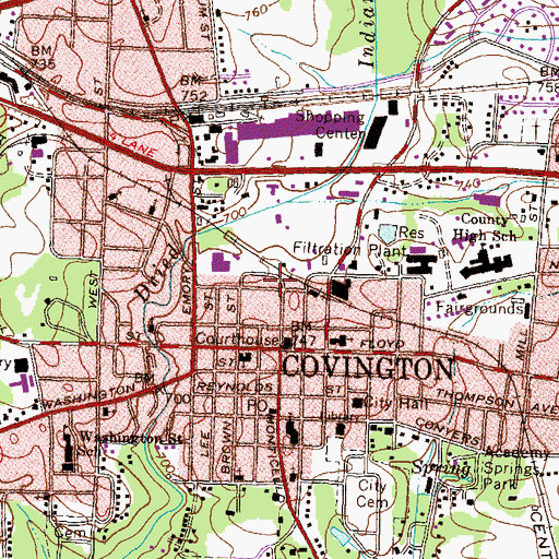 Topographic Map of Newton County Jail, GA