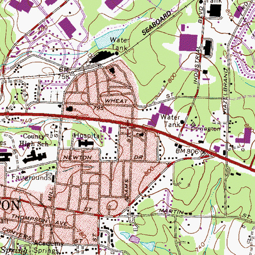 Topographic Map of Newton County Mental Health Center, GA