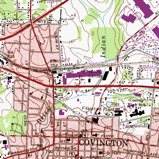 Topographic Map of Newton Plaza Shopping Center, GA