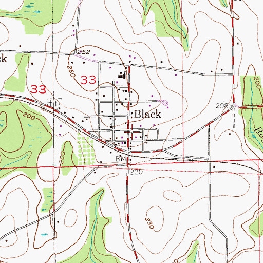 Topographic Map of Black Post Office, AL
