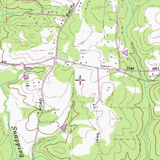 Topographic Map of Oak Hill Farms, GA