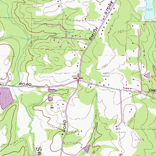 Topographic Map of Oakwood, GA