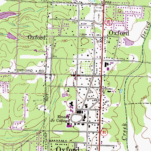 Topographic Map of Old Emory Church, GA
