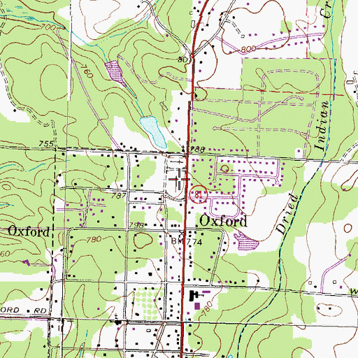 Topographic Map of Oxford Town Cemetery, GA