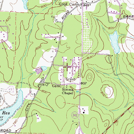 Topographic Map of Pine Top Hill, GA