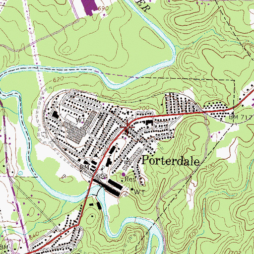 Topographic Map of Porterdale Baptist Church, GA