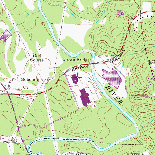 Topographic Map of Porterdale Elementary School, GA