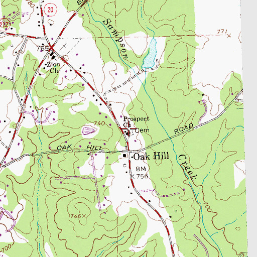 Topographic Map of Prospect Cemetery, GA