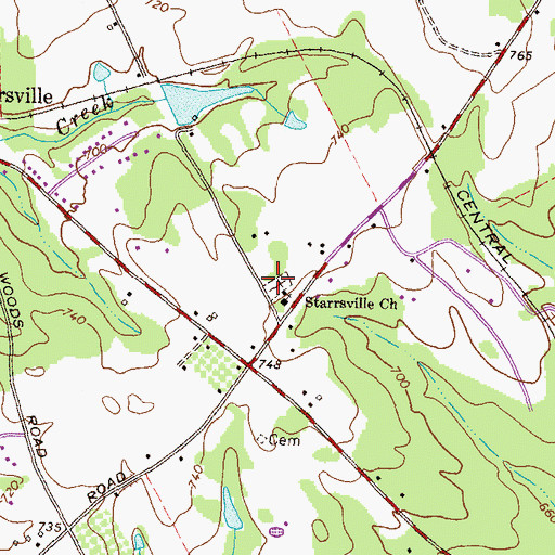 Topographic Map of Starrsville Cemetery, GA