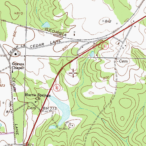 Topographic Map of Surry Chase, GA