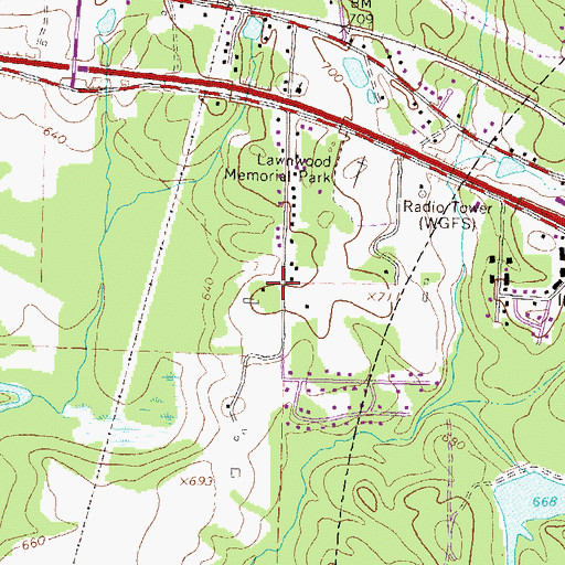 Topographic Map of Turkey Creek Estates, GA