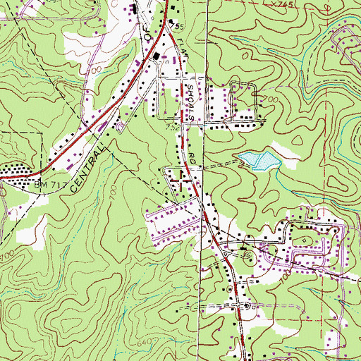 Topographic Map of Twin Oaks, GA