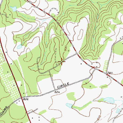 Topographic Map of Willow Woods, GA