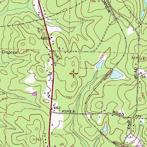 Topographic Map of Woodfield, GA