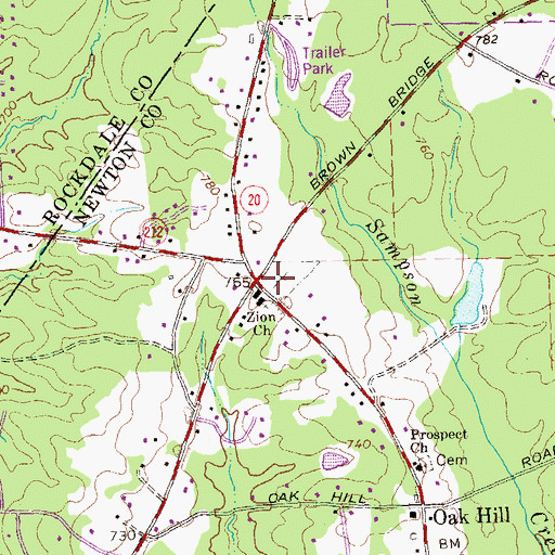 Topographic Map of Zion Cemetery, GA