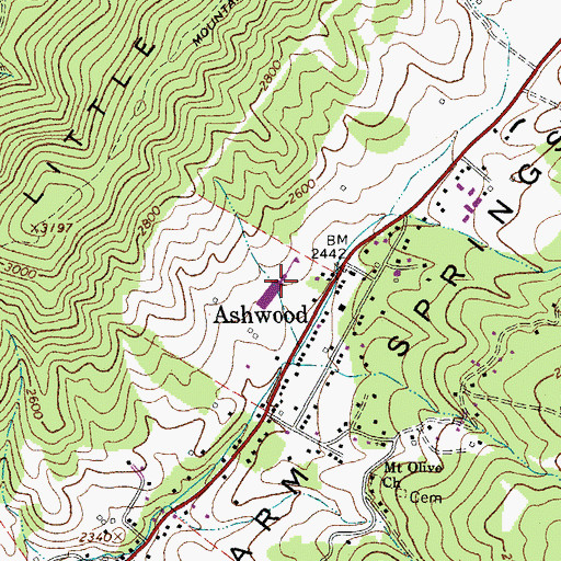 Topographic Map of Ashwood Elementary School, VA