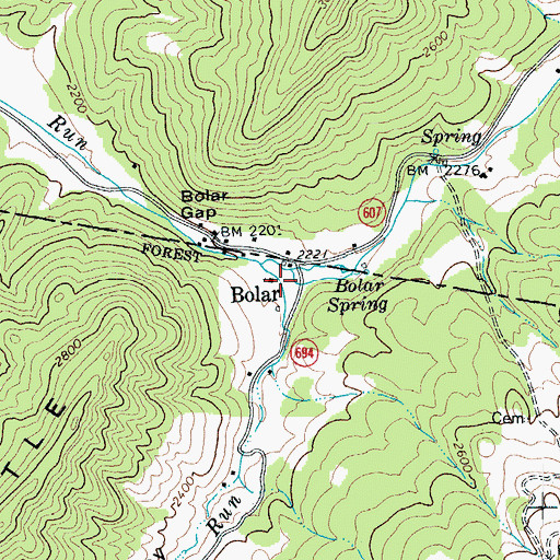 Topographic Map of Bolar Methodist Church (historical), VA
