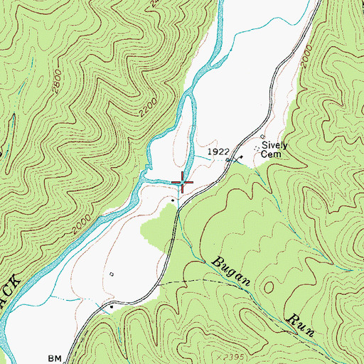 Topographic Map of Bugan Run, VA