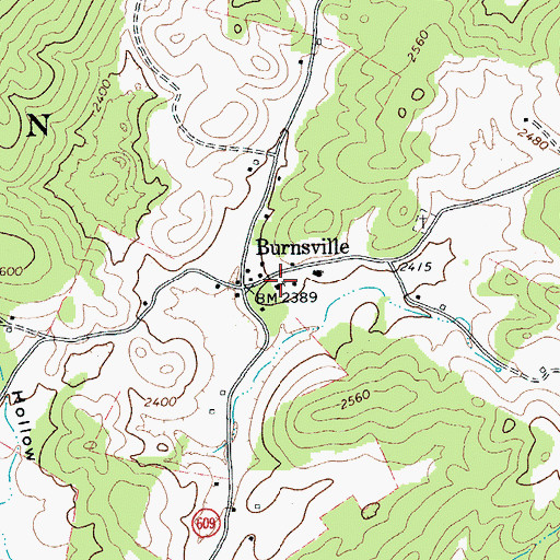 Topographic Map of Burnsville United Methodist Church, VA