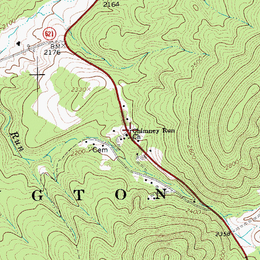 Topographic Map of Chimney Run, VA