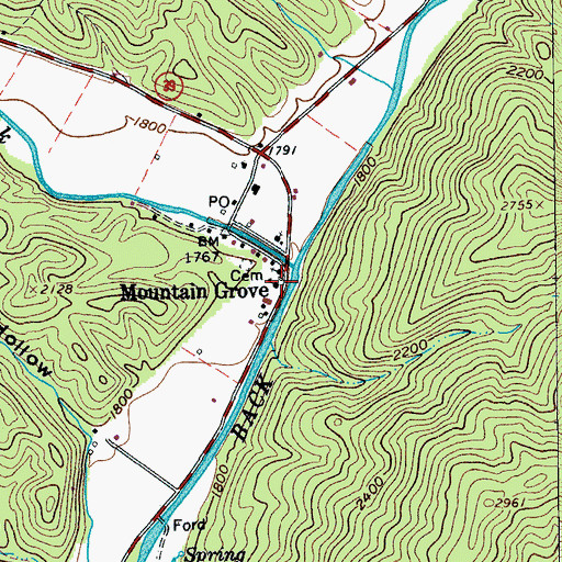 Topographic Map of Mountain Grove Elementary School (historical), VA