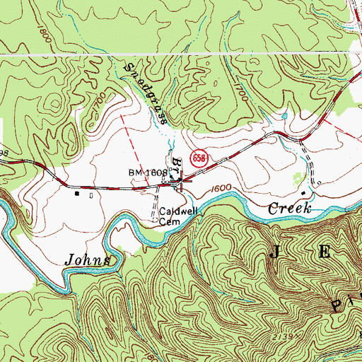 Topographic Map of Gunn, VA