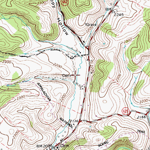 Topographic Map of Level Green Cemetery, VA