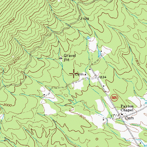 Topographic Map of Paxton Cemetery, VA