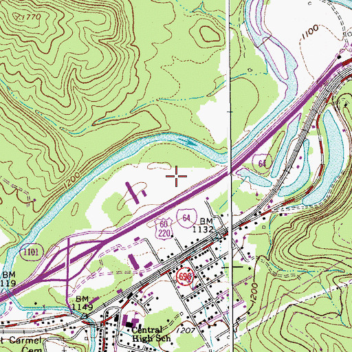 Topographic Map of Clifton Forge-Covington Airport (historical), VA