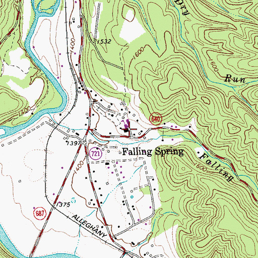 Topographic Map of Falling Spring Elementary School, VA